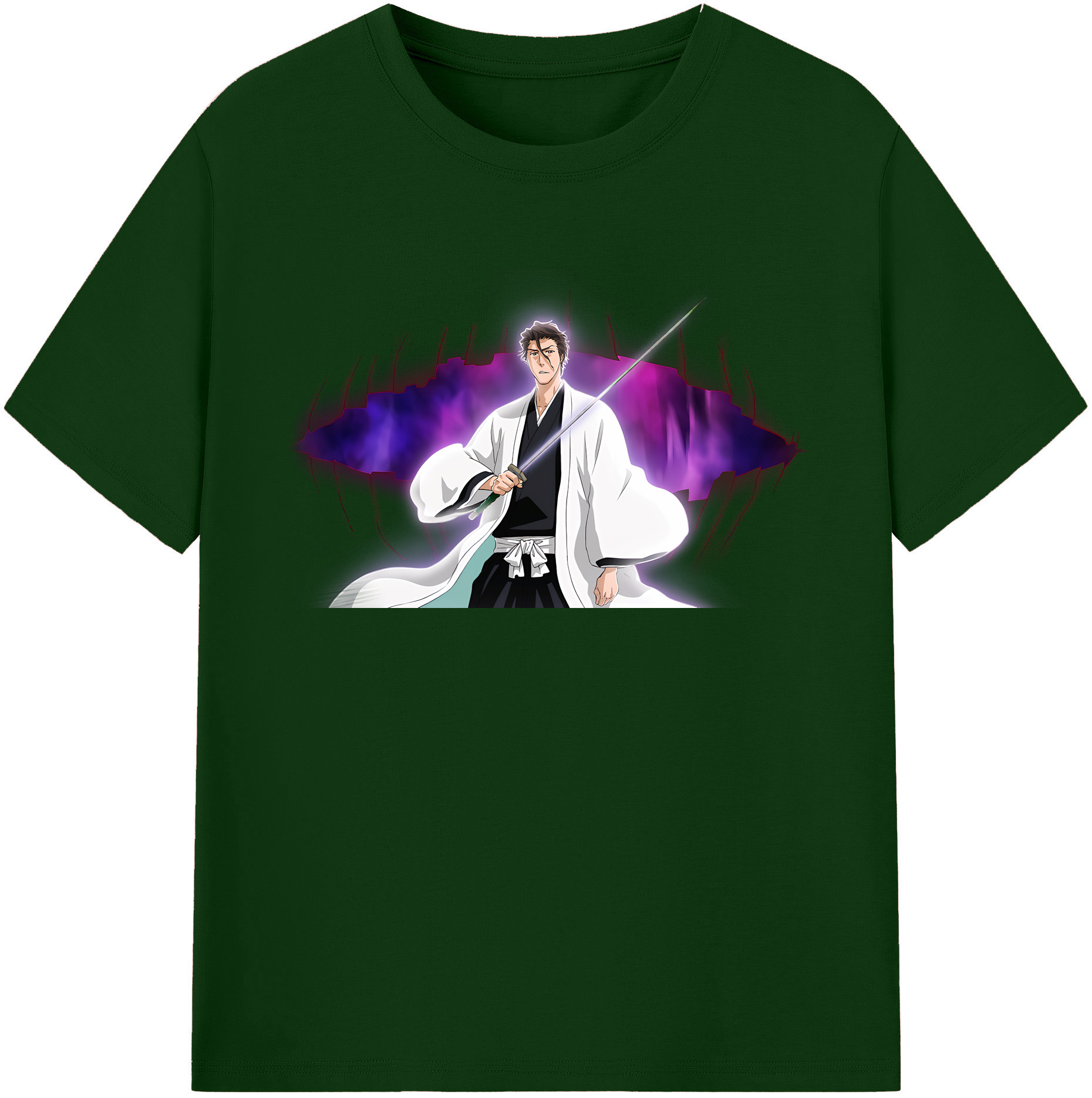 （画像用） ブリーチ 藍染 惣右介（あいぜん そうすけ） BLEACH Aizen Sousuke 綿100％半袖Tシャツ（フロントプリント）